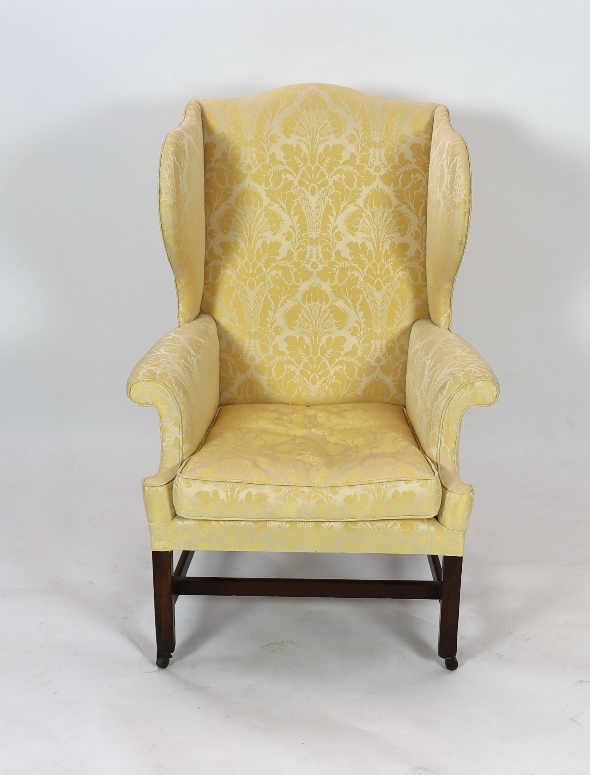 A George III mahogany wing armchair, W.84cm D.80cm H.124cm